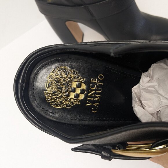 NWOB Vince Camuto Black Ankle Boots with Gold Buckle - Picture 5 of 7
